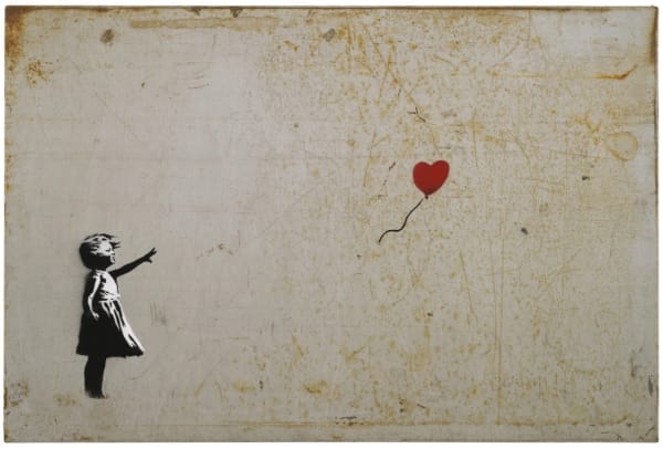 Banksy’s 2006 Girl with Balloon captures timeless street art scene of hope and aspiration.