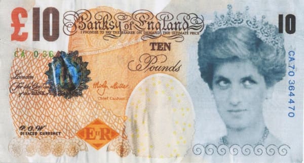Banksy Di-Faced Tenners 2004 artwork parody banknote