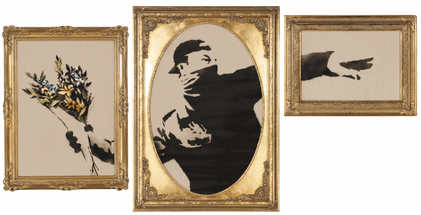 Banksy Flower Thrower Triptych 2019 screenprint edition