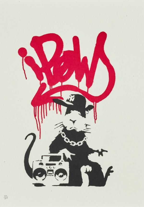 Banksy Gangsta Rat 2004 screenprint edition signed and unsigned