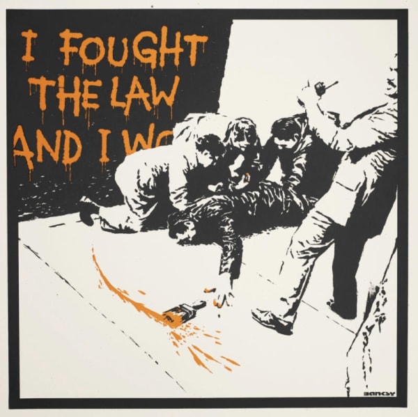 Banksy I Fought The Law 2004 screenprint edition signed and unsigned