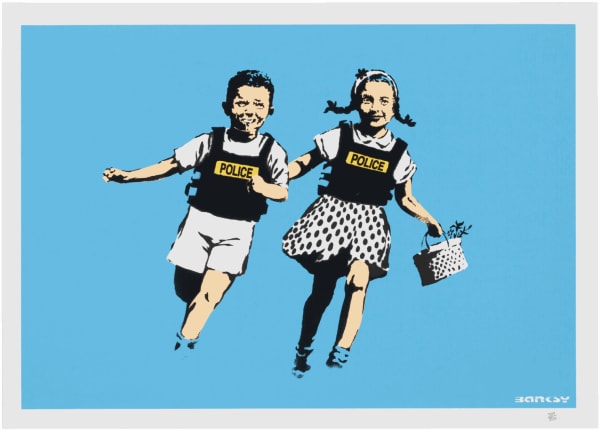 Banksy Police Kids 2005 screenprint edition signed and unsigned