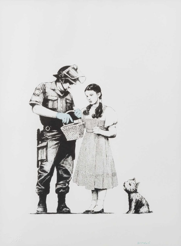 Banksy Stop and Search 2007 screenprint edition signed and unsigned