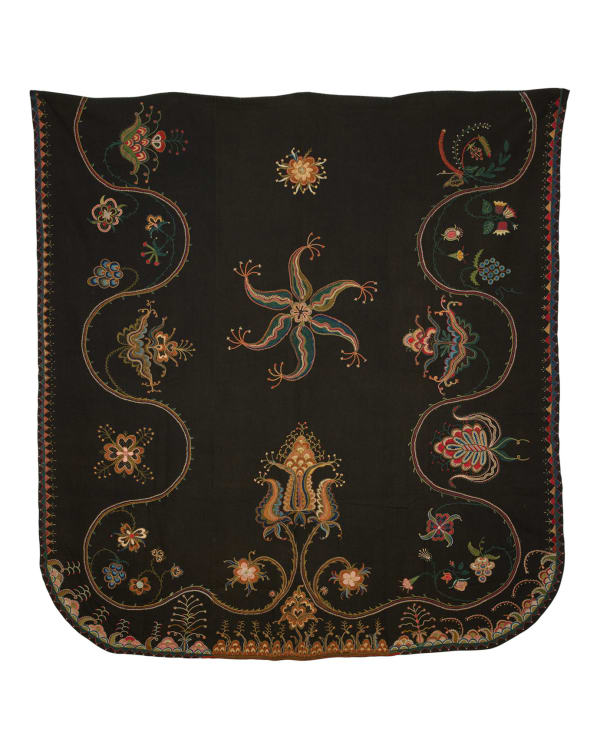 Wool-embroidered bedcover American (New England), ca. 1820s Historic Deerfield (sold 2025)