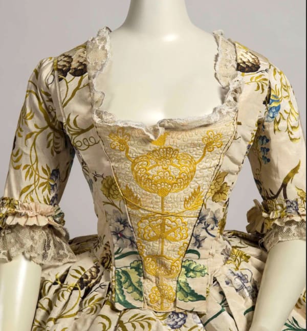 English, Silk-embroidered linen stomacher, early 18th century