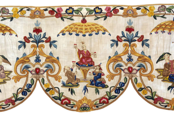French, Embroidered valance with "chinoiseries", early 18th century