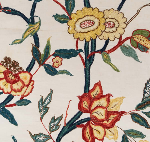 English, Wool-embroidered workbag face, early 18th century