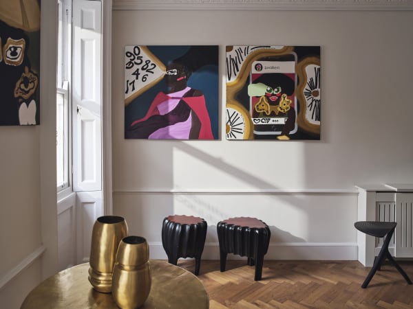 Lesego Seoketsa, (L) The Zulu Traveller (R) Awaken, 2023 Installation view