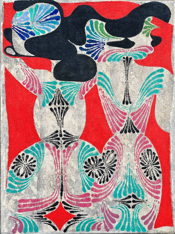 Epidermis 2024 Acrylic On Jute Mounted On Canvas 48X36In