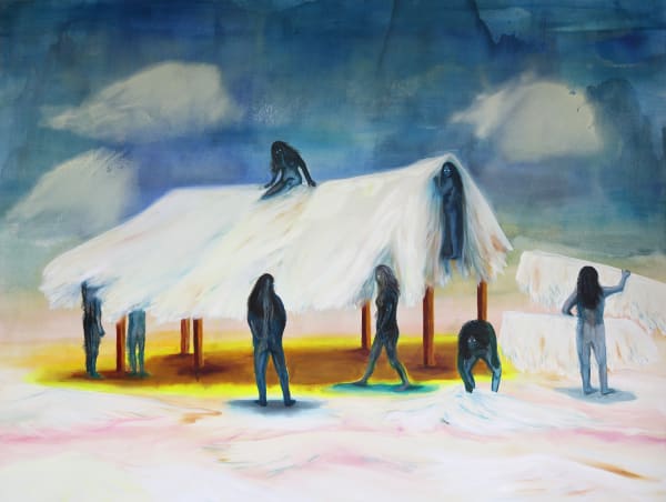Adriana Ciudad. It takes a village to raise a child oil on canvas, 40 x 50 cm, 2021