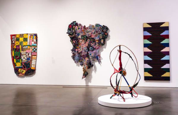 Installation view of Making Their Mark: Works from the Shah Garg Collection at the Berkeley Art Museum and Pacific Film Archive, Berkeley, CA.