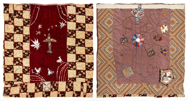 Both Sides Now: Turncoat, 1986-89 Fabric, thread, cotton, silver lame, beads, natural and man-made fiber, rocks, buttons, beads, mixed media. Two sided 86 x 86 in. (218.4 x 218.4 cm)