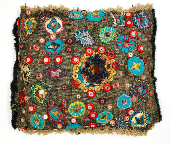 Title Unknown, circa 1980s Fabric, thread, buttons, beads, mixed media 18 x 21 x 5 in. (45.7 x 53.3 x 12.7 cm)