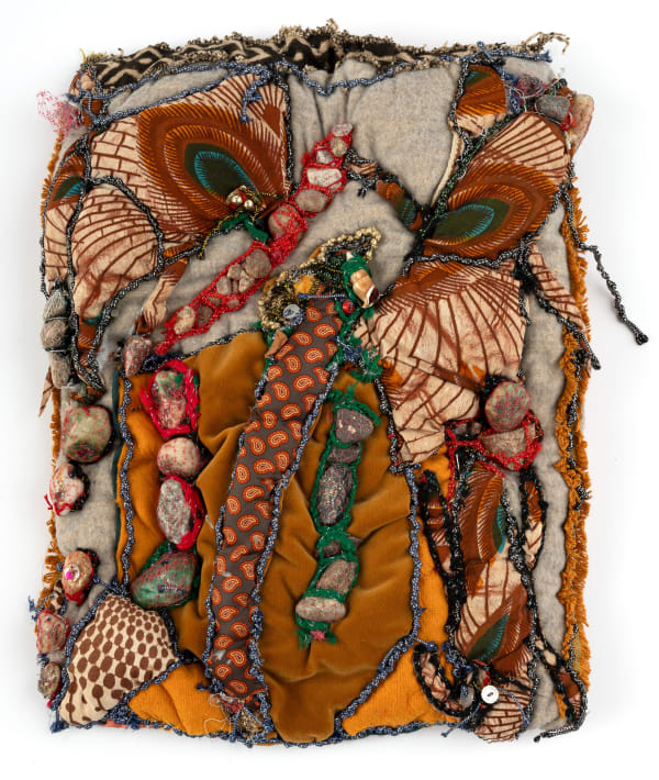 Title Unknown, 1995 Fabric, thread, rocks, buttons, shell, mixed media 20 x 15 x 3.5 in. (50.8 x 38.1 x 8.9 cm)