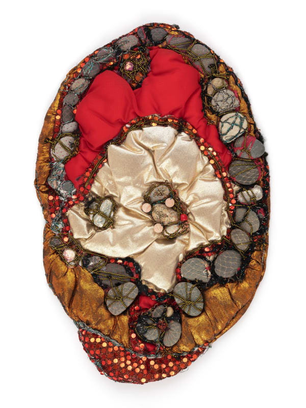 Prayer Quilt, 1995 Fabric, sequins, rocks, beads, thread 19 x 12 x 1.5 in. (48.3 x 30.5 x 3.8 cm)