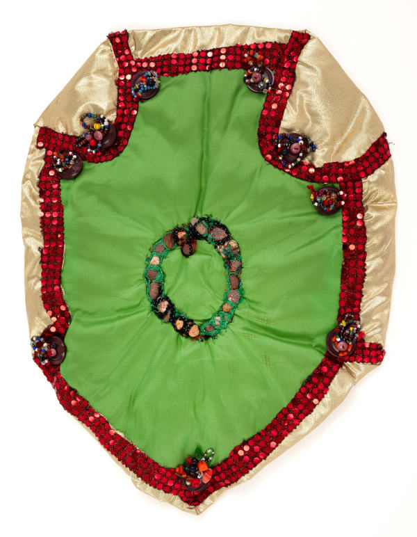 Rock Circle 2, 1993 Fabric, rocks, buttons, beads, thread 21.5 x 16 in. (54.6 x 40.6 cm)