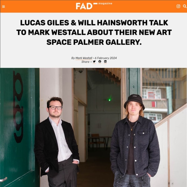Will Hainsworth (left) and Lucas Giles (right) at Palmer Gallery