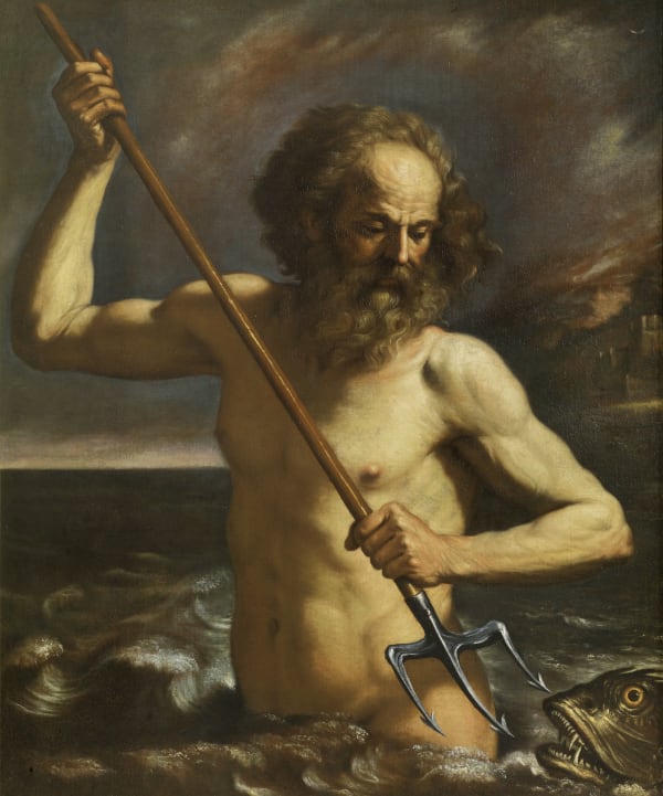 attr. Giovanni Francesco Barbieri known as Guercino Cento, 1591 - Bologna, 1666 Neptune with trident ca. 1630 -1640