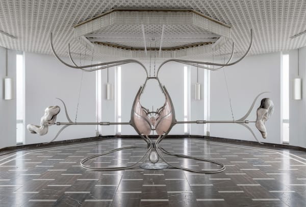 Alienesque animatronic sculptures land at Ivana Bašić's Schinkel Pavillon exhibition in Berlin by Myrto Katsikopoulou