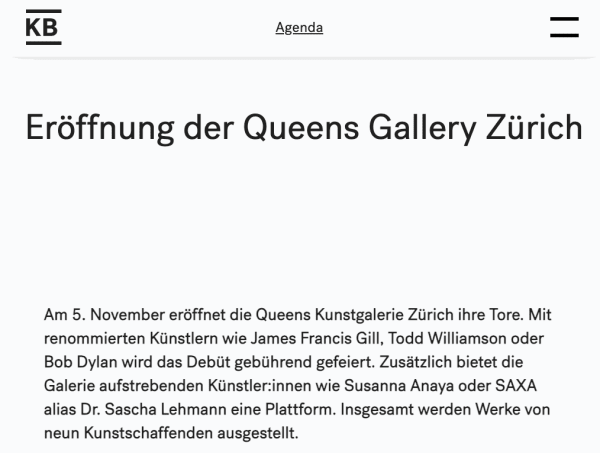 Eröffnung der Queens Gallery Zürich