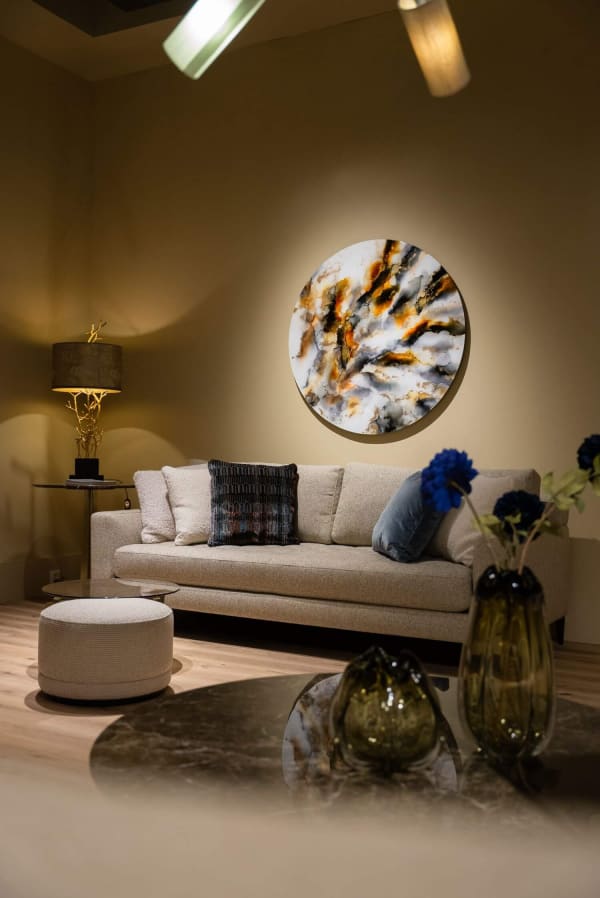 Round Abstract Artwork With Epoxy Titel Sky Full Of Stars Stephanie Van Der Beek 18