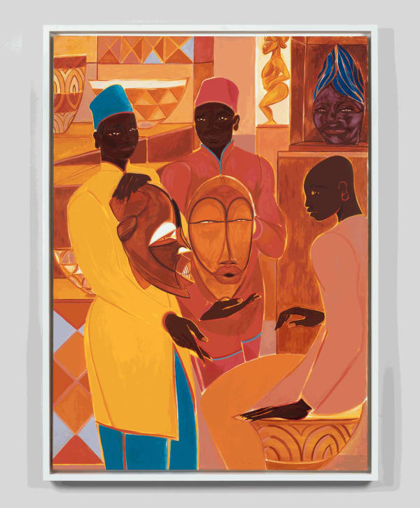 Tunji Adeniyi-Jones Greeting Gifts, 2020, Oil on Canvas, 183 x 132 cm (72 x 52 in)