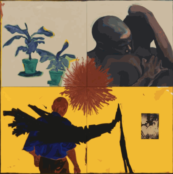 Kudzanai-Violet Hwami A theory on Adam, 2020, Silk screen and oil on canvas, 200 x 200 cm (78 3/4 x 78 3/4 in)