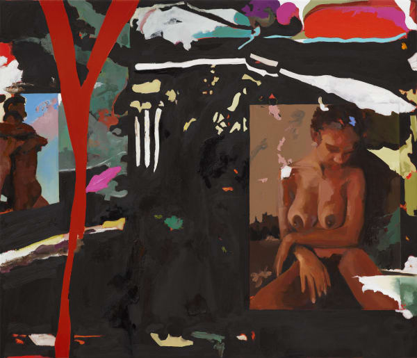 Kudzanai-Violet Hwami Wishbone , 2024 Oil, pastel, acrylic on linen 105 x 122 cm 41 3/8 x 48 in | © Kudzanai-Violet Hwami Courtesy the artist and Victoria Miro