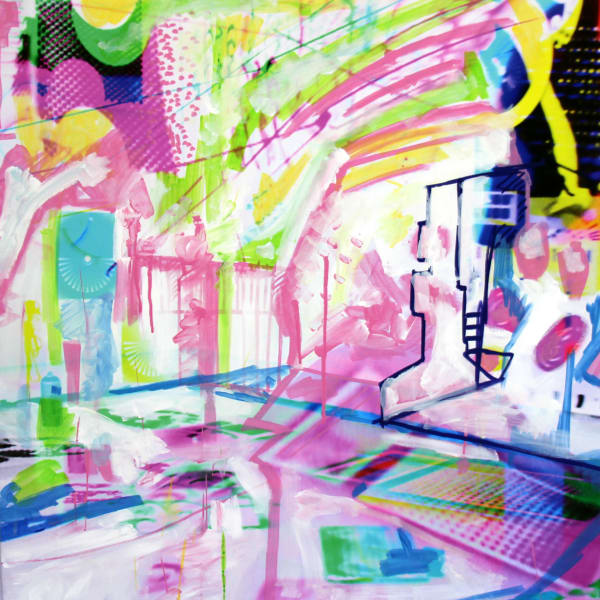 Les formes fantômes naissent parmi la multitudes des plans ! 80x80cm, 2022 tirage pigmentaire et acrylique sur toile Hahnemühle pigment print and acrylic on Hahnemühle canvas