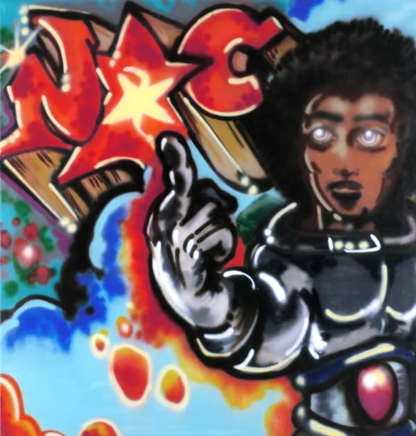 NOC 167 / Outer of space being 1984 spray sur toile - spray paint on canvas 175 x 180 cm