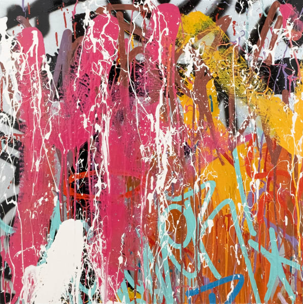 THE INSTINCTS OF ABSTRACT 70 x 70 cm, 2023 acrylique, spray et encre sur aluminium acrylic, spray paint and ink on aluminium 9000 euros