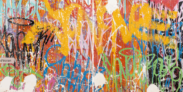 A CORORFUL LIFE 2 x (80 x 80 cm), 2023 acrylique, spray et encre sur aluminium acrylic, spray paint and ink on aluminium 20 000 euros