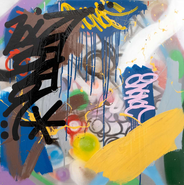 IT’S GOING TO BE GOOD 90 x 90 cm, 2023 acrylique, spray et encre sur aluminium acrylic, spray paint and ink on aluminium 14 000 euros