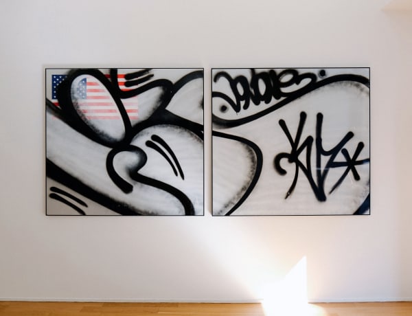 STREETS ARE CALLING Diptych, 2 x ( 130 x 140 cm ) 2023 spray sur aluminium - spray paint on aluminium 55 000 euros