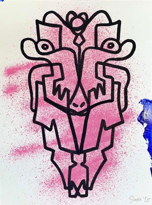 "MASQUES 1/3" 40 x 30 cm, 2025 acrylique et spray sur papier Hahnemühle 425 g/m2 acrylic and spray paint on Hahnemühle 425 g/m2 paper 800 €