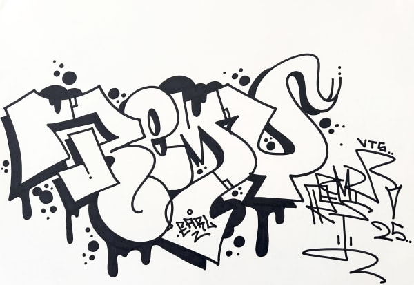 3. REMIO dimensions : 29.5 x 42 cm encre sur papier 300 g ink on paper œuvre réalisée le 13 septembre 2025 à Speerstra Gallery, Suisse 500 €