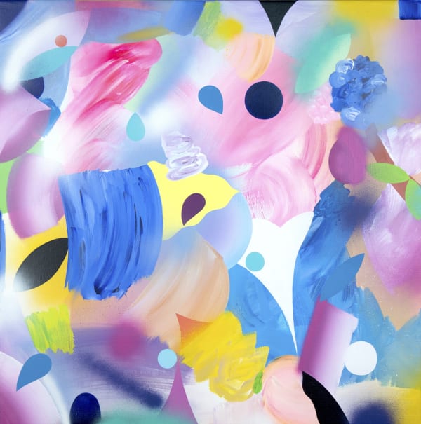 Par la fenêtre II 2024 - 100 x 100 cm acrylique et aérosol sur toile de lin acrylic and spray paint on linen 4 800 €