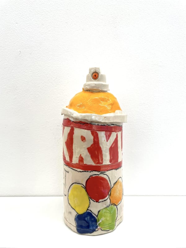 bombe de peinture / spray-paint can n°11 céramique émaillée - glazed ceramic année / year : 2020 - 2025 dimensions approx: 23 x 8 cm chaque cérimique est unique signée et datée each ceramic is unique signed and dated 380 €