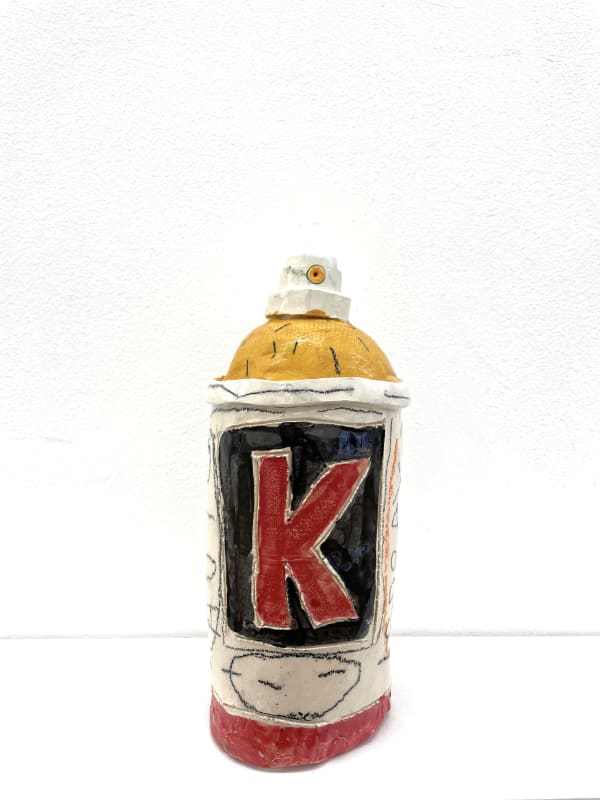 bombe de peinture / spray-paint can n°13 céramique émaillée - glazed ceramic année / year : 2020 - 2025 dimensions approx: 23 x 8 cm chaque cérimique est unique signée et datée each ceramic is unique signed and dated 380 €