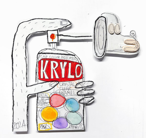 Krylon Snoopy 2024 - 63 x 63 x 2.5 cm acrylique sur bois et céramique - acrylic on wood and ceramic 1700 €