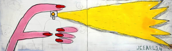 Jaune Fauve ( Hommage à Roy Lichtenstein ) 2024 - 59 x 200 cm ( dyptique / diptych ) technique mixte sur bois - mixed media on wood 3900 €