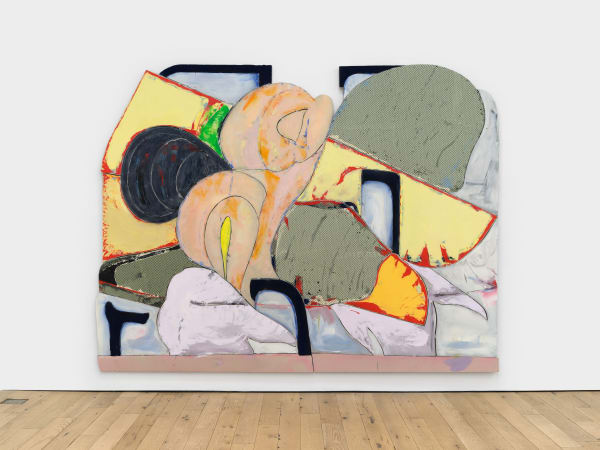 Nicolas Roggy Soft News, 2024 gesso, acrylic and medium paint, glycero, colored primer, pigments on aluminum 102 3/8 x 129 7/8 in 260 x 330 cm