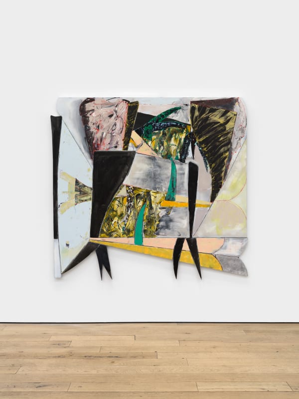 Nicolas Roggy Seul à table, 2024 gesso, acrylic and medium paint, pigments on aluminum, glycero 82 5/8 x 76 3/4 in 210 x 195 cm