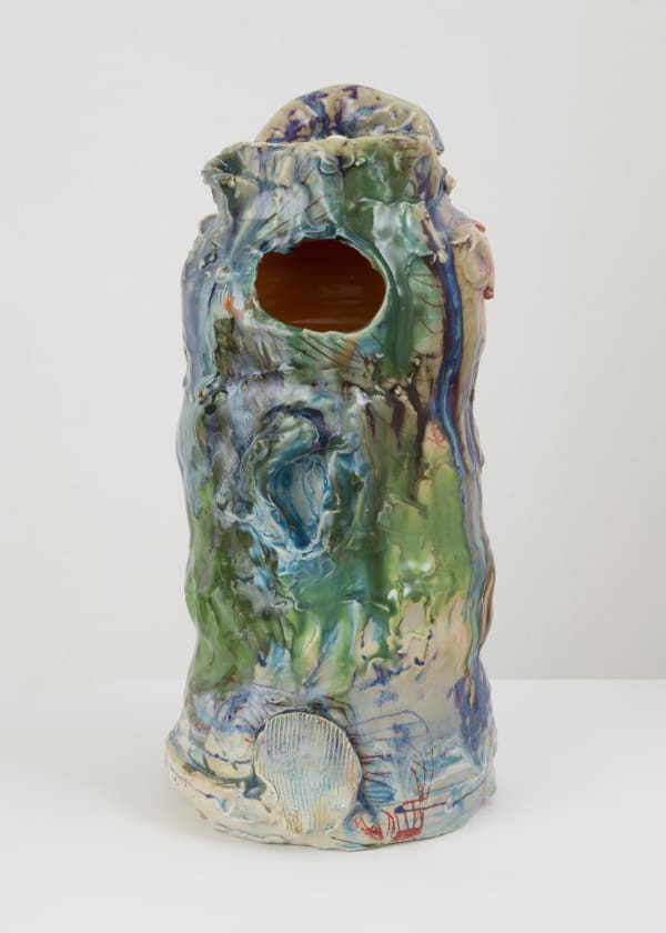 3, 2022 Wheel-thrown porcelain, glaze, flowers 13 x 6 3/4 x 4 in 33 x 17 x 10.2 cm