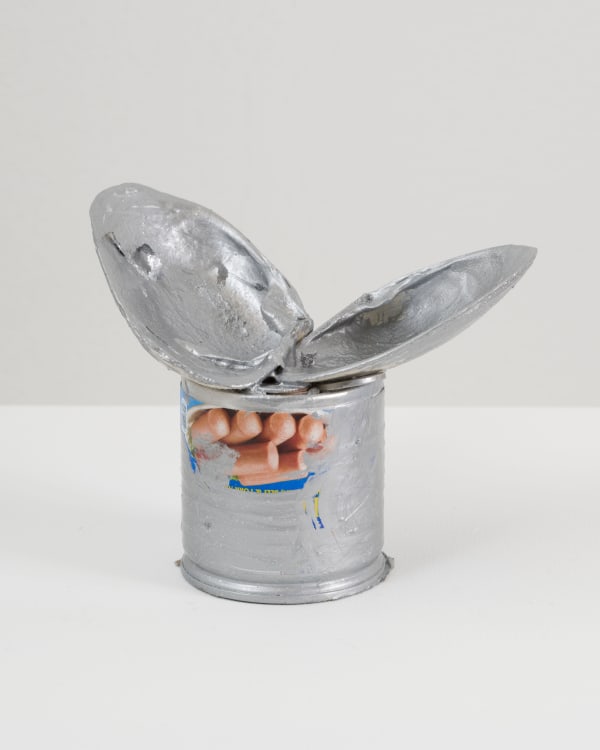 VIENNA SAUSAGE, 2022 Vienna sausage, metal sculpt and seashells 4 1/2 x 5 x 4 1/2 in 11.4 x 12.7 x 11.4 cm