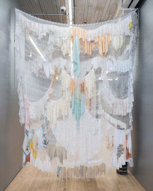Joel Otterson WATERFALL, 2021 Various vintage lace and embroidered fabrics cut and sewn 168 x 120 inches