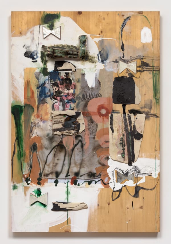 A blade on Storm, 2019 digital c-print, acrylic, glazed ceramic, oil on wood 60 x 40 1/2 x 3 inches