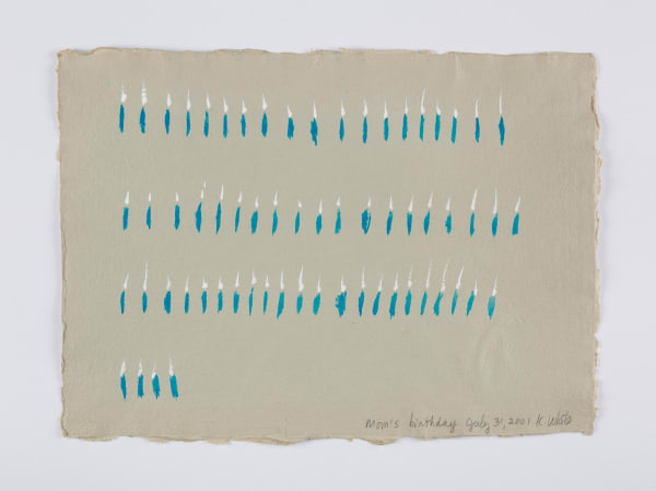 Kathleen White A Year of Firsts, 2001 40 works on paper each: 12 x 16 1/2 in (30.5 x 41.9 cm) each: 16 1/2 x 12 in (41.9 x 30.5 cm)