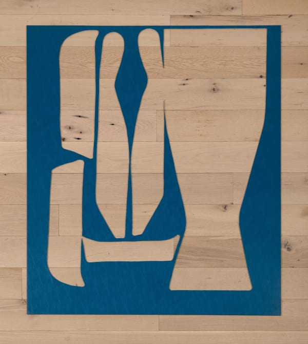 Jessica Vaughn D-90 Blue No.116, 2016 fabric scraps procured from manufacturer (09/2015-11/2016) on plexi 55 x 48 x 1/4 inches