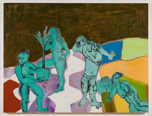Sofi Brazzeal Untitled (six figures with potted plant), 2017 oil on canvas 54 x 72 inches